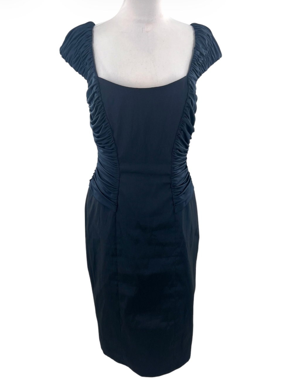 Tadashi‎ shoji collection side ruched bodycon cocktails dress navy sz 10